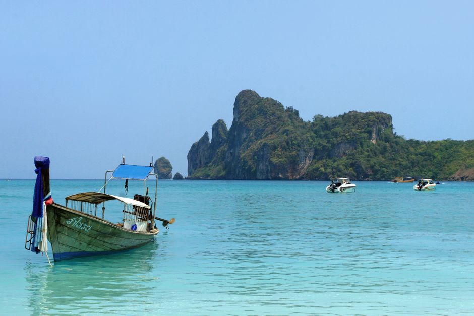 Longtail boat at a Thai island